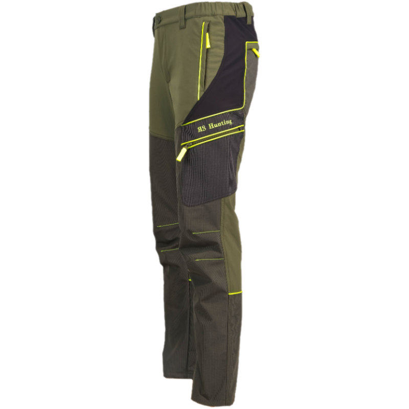 T150 Pantaloni Impermeabili fodera in Kevlar antispine (Verde/Giallo)